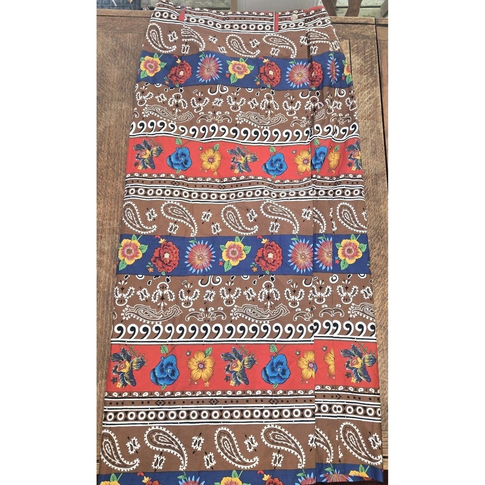 Vintage 90s Breeches Long Wrap Skirt Boho Vintage Women Size 12 Cotton‎ Made Usa